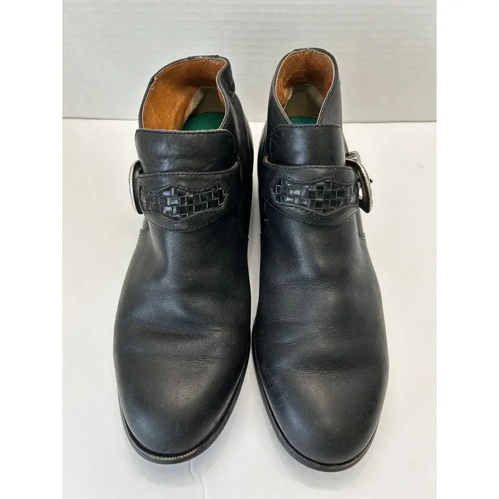 Ariat Western Style Black Leather‎ Buckled Ankle Booties Women's Size 7.5B